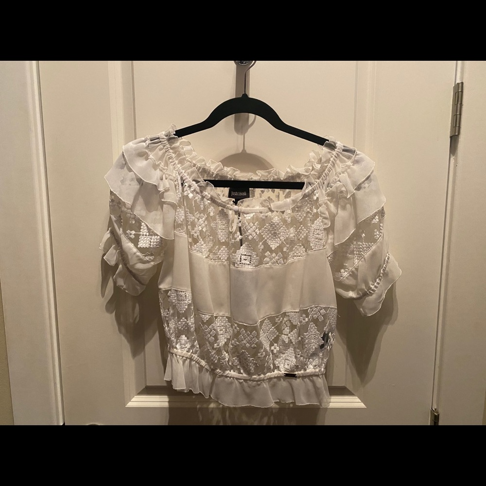 Just Cavalli White Blouse Size 40 (Medium)